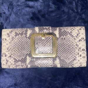 Snakeskin Clutch with Gold Buckle